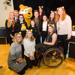 Olly Murs greets pupils for BBC CiN