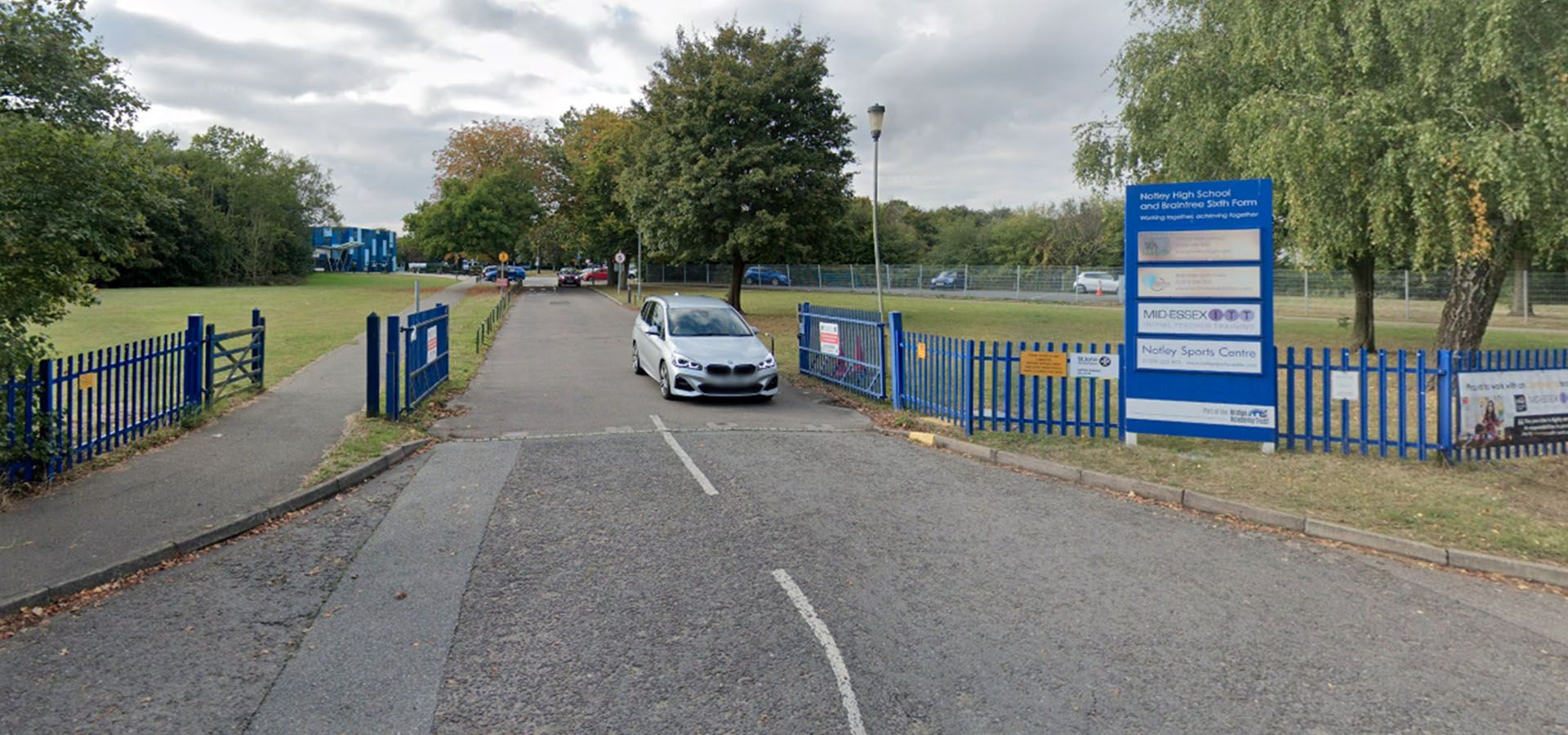 The school entrance from Notley Road